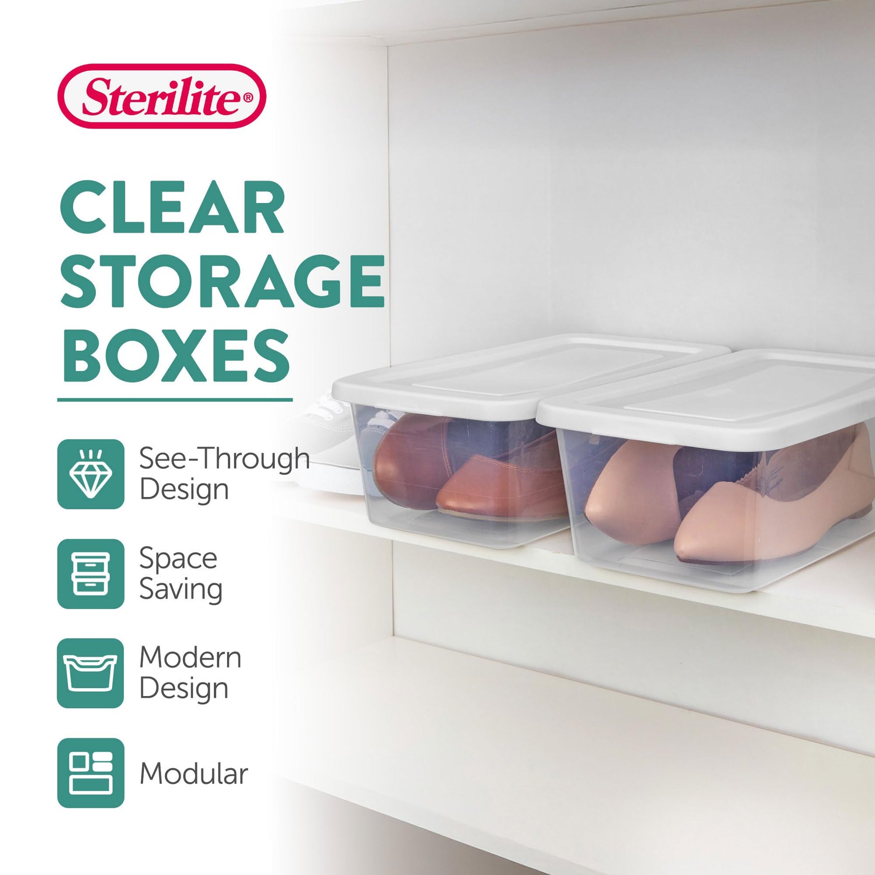 Sterilite 12-Pack 6 Quart Storage Boxes, Stackable Clear Plastic Bins with Snap-On Lids – Heavy-Duty Organizing Containers for Closet, Bathroom, and Office