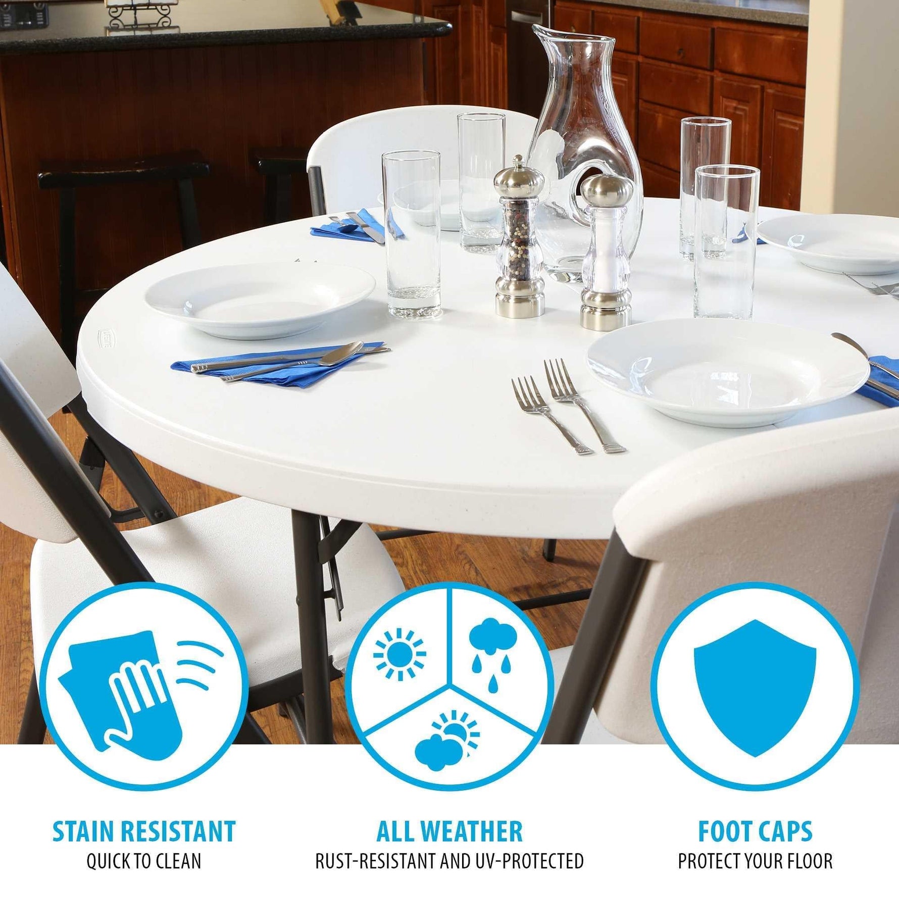 LIFETIME Light Commercial Fold-in-Half Round Table, 4-Foot