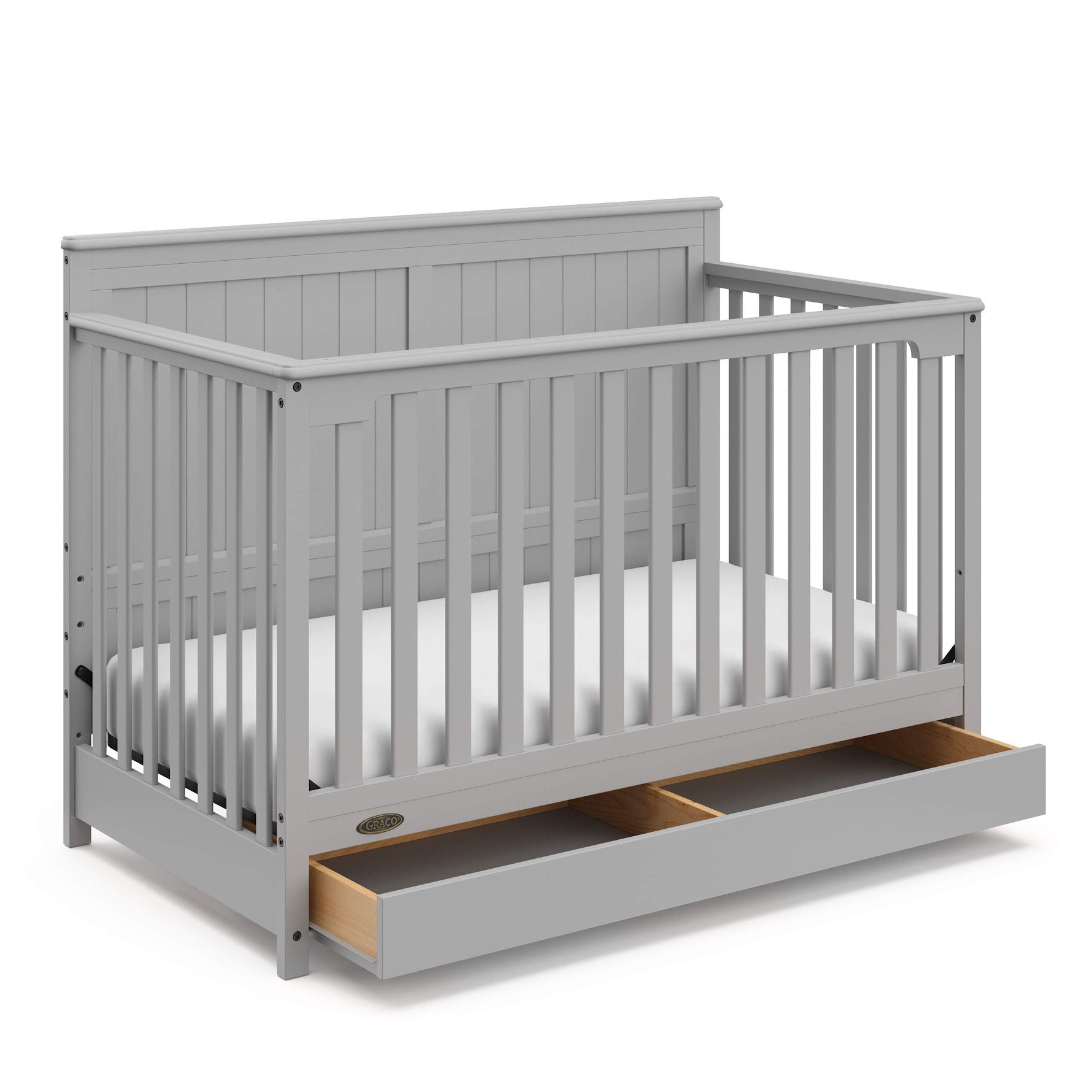 Graco Hadley 5-in-1 Convertible Crib with Drawer – GREENGUARD Gold Certified, Fits Standard Crib Mattress, Converts to Toddler Bed, Daybed and Full Bed, 4 Adjustable Mattress Heights (White)