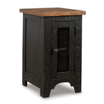 Signature Design by Ashley Valebeck Rustic Farmhouse Chair Side End Table with Cabinet Door, Distressed Black