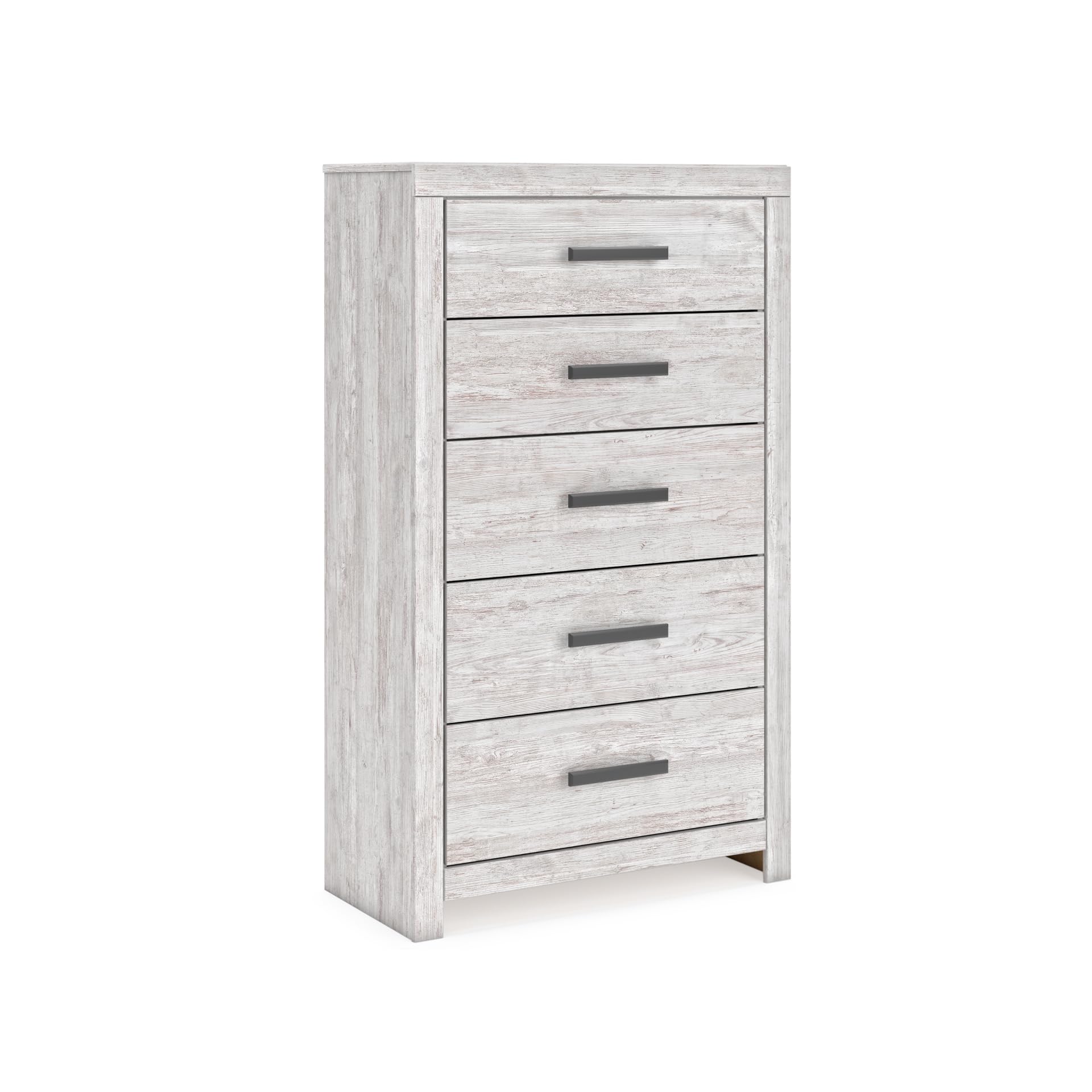 Signature Design by Ashley Cayboni Vintage 5 Drawer Wide Chest with Safety Stop for Bedroom, White