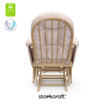 Storkcraft Premium Hoop Glider & Ottoman (Espresso with Beige) — GREENGUARD Gold Certified, Solid Wood Craftsmanship, Convenient Storage Pockets, Glider Rocking Chair for Nursery, Multi-Award-Winning