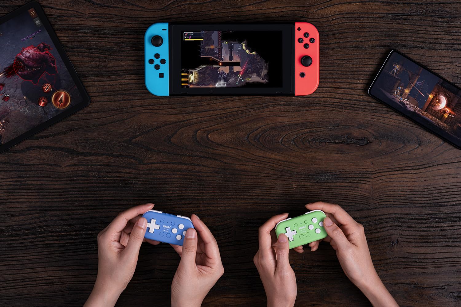 8Bitdo Micro Bluetooth Gamepad Pocket-sized Mini Controller for Switch, Android, and Raspberry Pi, Supports Keyboard Mode (Blue)