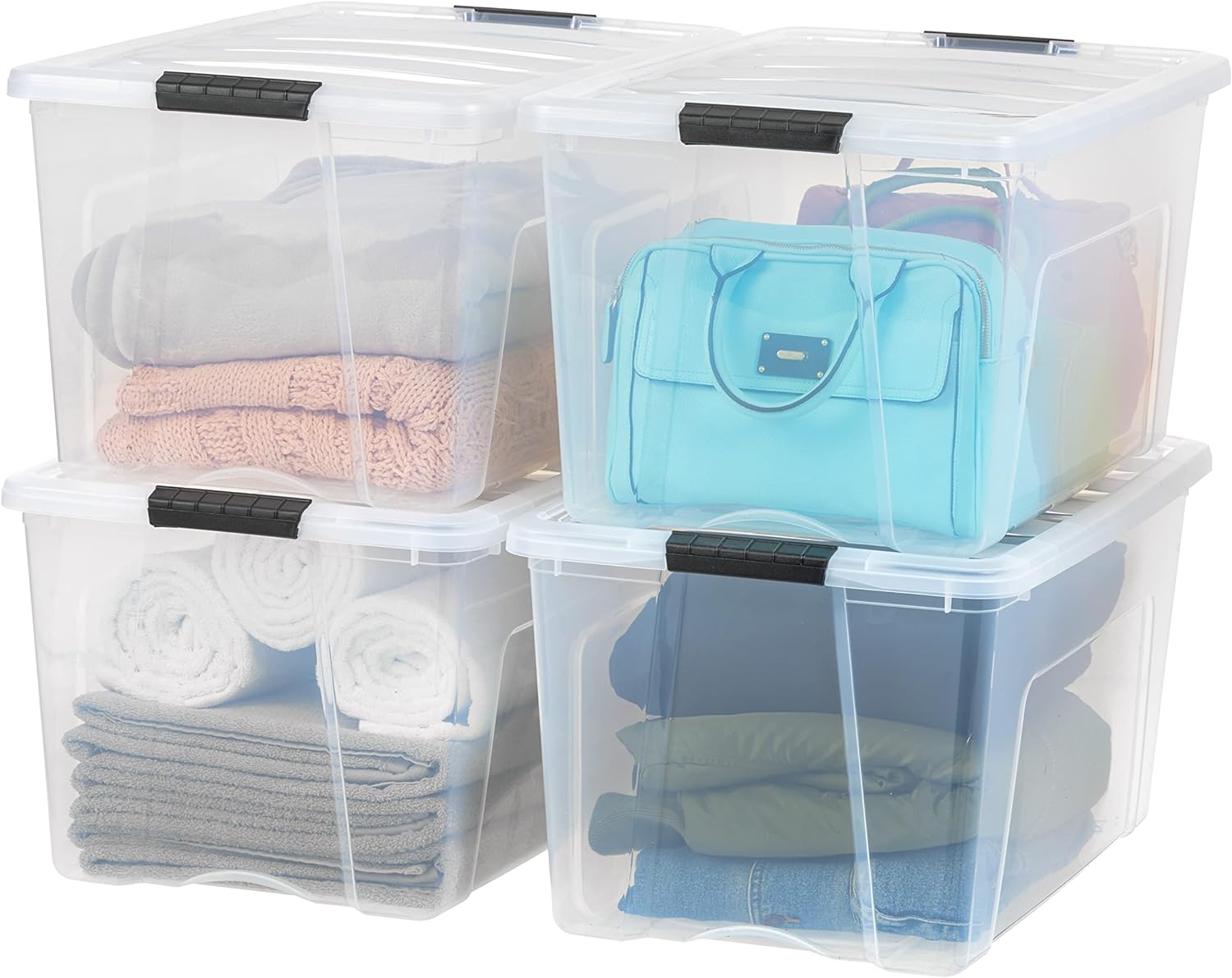 IRIS USA 6-Pack 6 Quart Storage Bins with Lids | Transparent design makes contents easy to find. Ideal for shoes, photos, documents, and small essentials. Nestable design