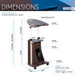 Techni Mobili Sit-to-Stand Rolling Adjustable Height Laptop Cart with Storage, Graphite, 22 x 16 x 46