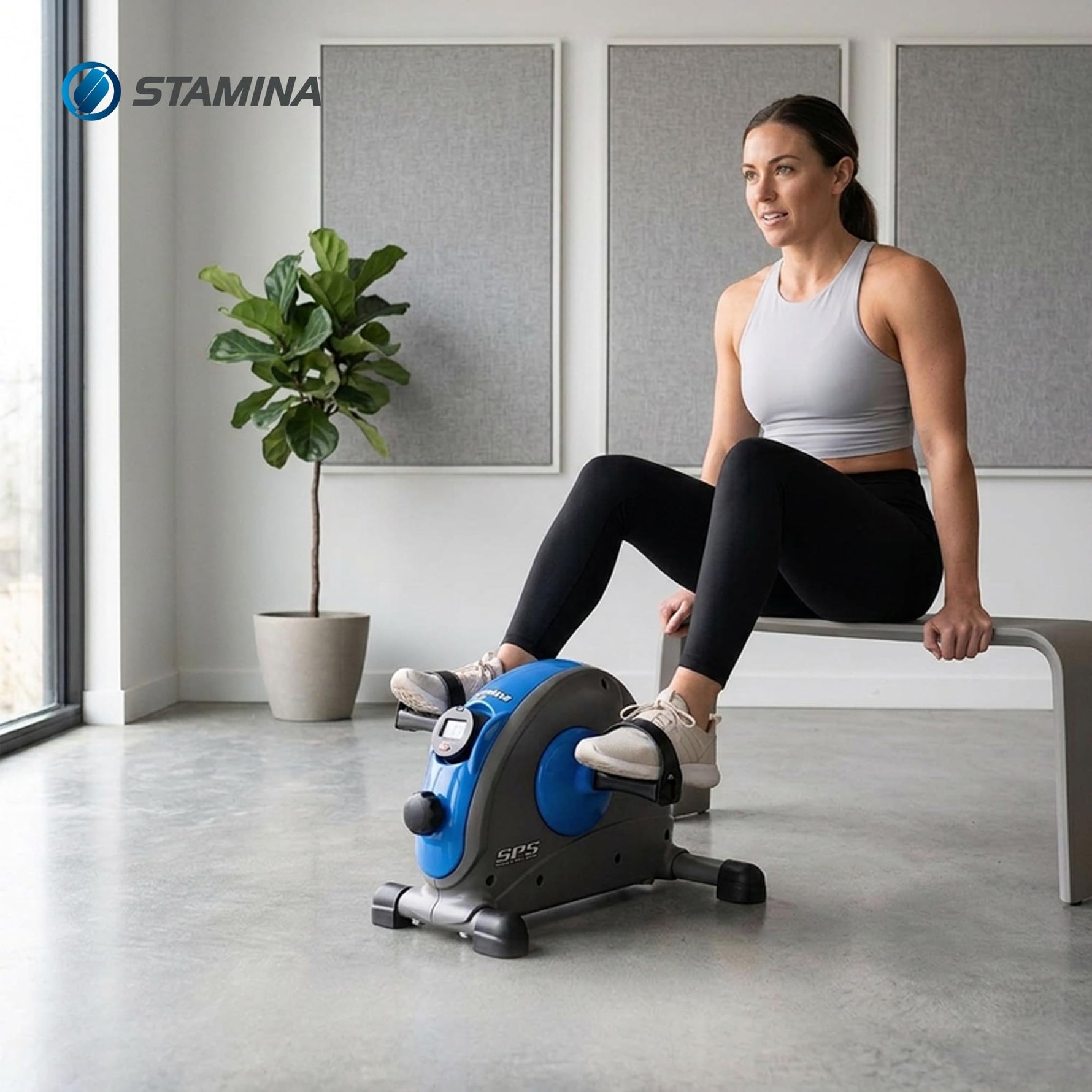 Stamina Mini Exercise Bike with Smooth Pedal System - Portable Pedal Exerciser - Cardio Equipment Fitness Bike - Stationary Bike for Home Workout - Blue