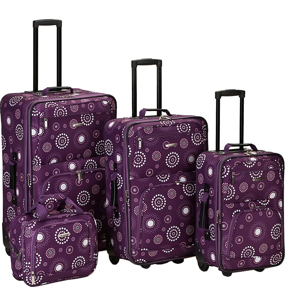 Rockland Fashion Softside 2 Piece Luggage Set, Expandable, (14" Tote/19" Upright), Purple