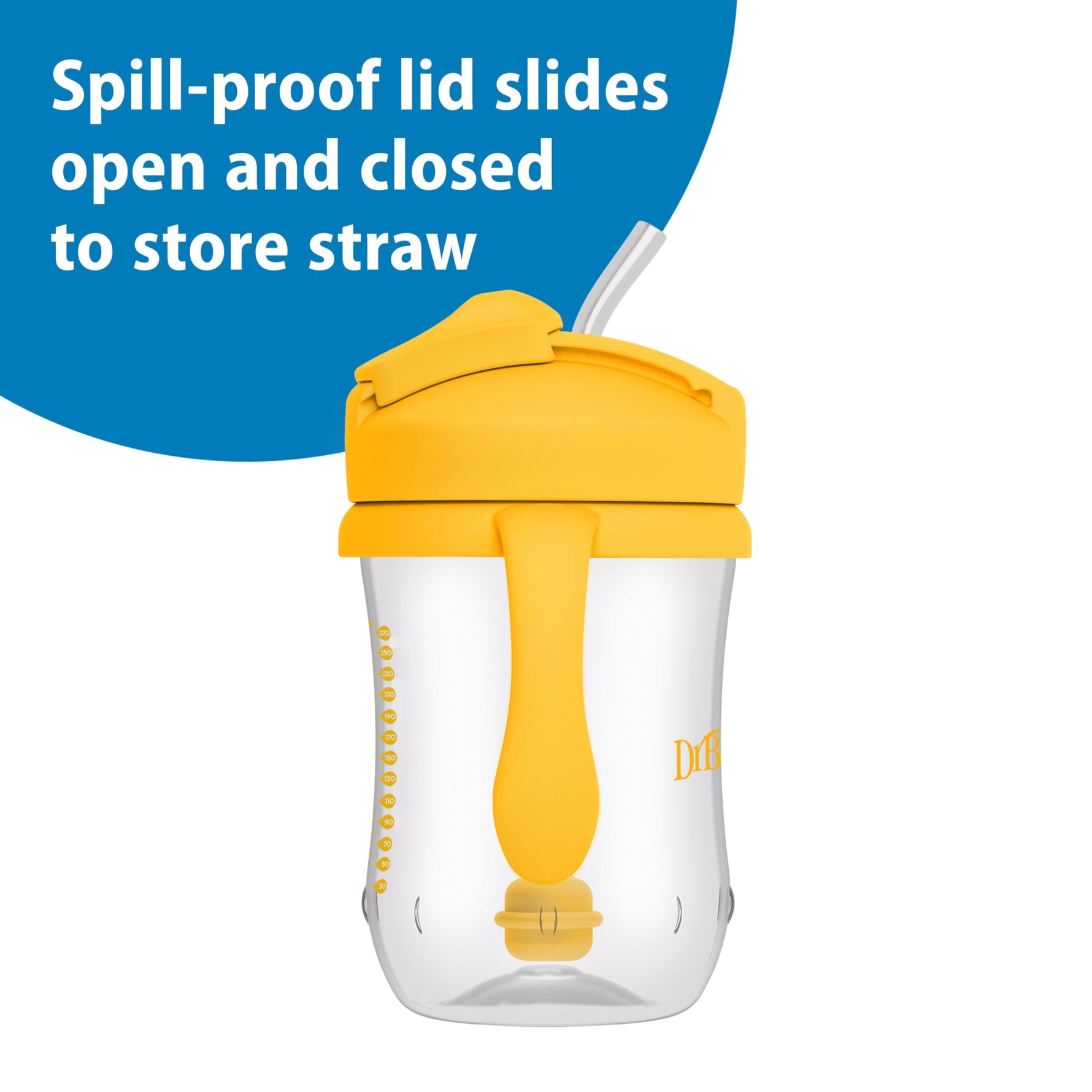 Dr. Brown's Milestones Baby's First Straw Cup, Training Cup with Weighted Straw, 9 oz/270 mL, BPA-free, 6m+, Dark Blue, 1-Pack