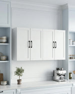 Wall Cabinet with Adjustable Shelves, Laundry Room Cabinet with 4 Doors, Kitchen Storage Cupboard Cabinet, Wall Mount Medicine Cabinet for Bathroom, Living Room, White