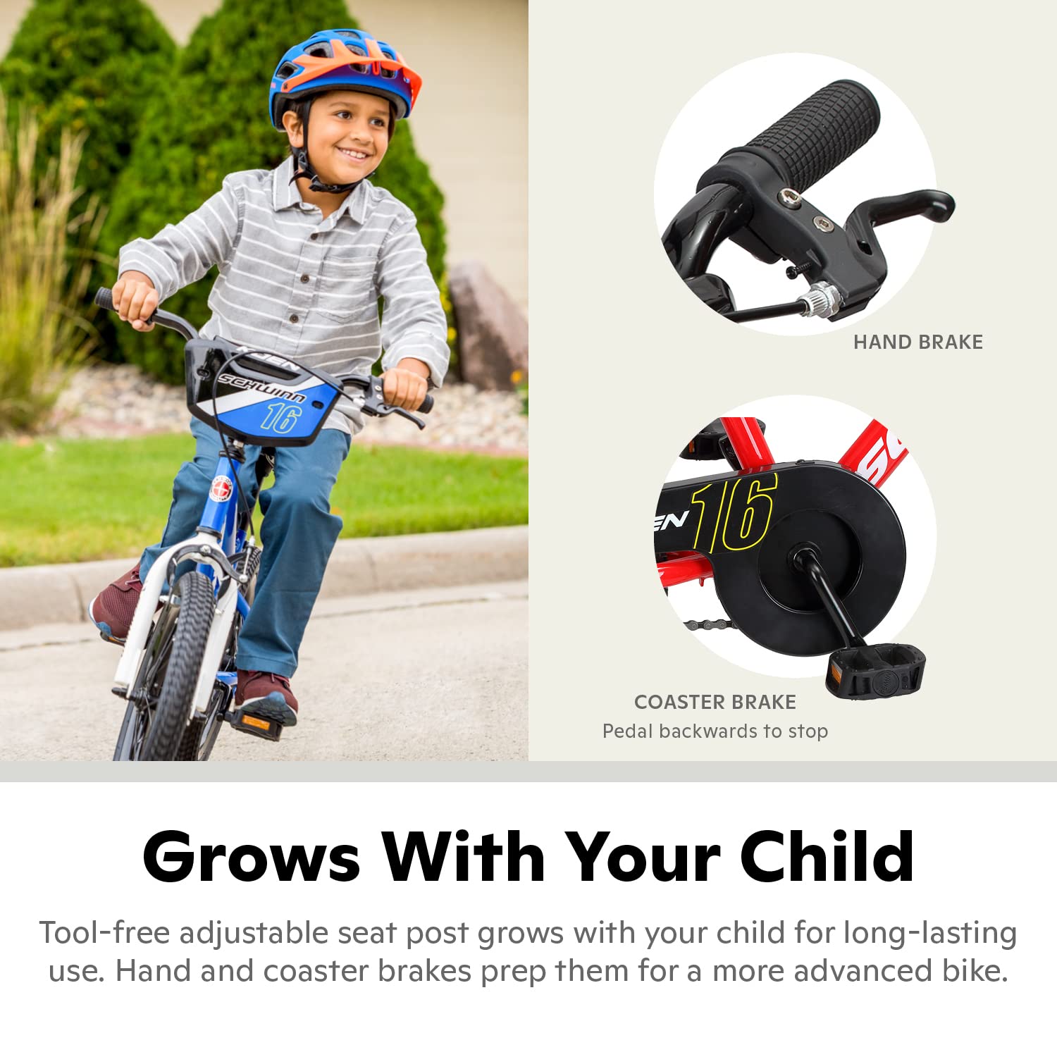 Schwinn Koen Bike, 16 Inch Bike for Kids Ages 3-7, SmartStart Ergonomic Design for Kids, Adjustable Seat Grows with your Child, Rear Coaster Brake and Front Caliper Brake, Training Bicycle