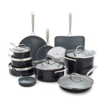GreenPan 17 Piece Nonstick Swift Cookware Set, Ceramic PFAS-Free Pots & Pans with Lids, Dishwasher & Oven/Broiler Safe to 600F, Kitchen Cooking Set, Sauce, Saute, Stock, Griddle, Frying Pans, Gray