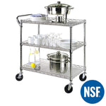 Seville Classics UltraDurable NSF Commercial Heavy Duty Metal Rolling Utility Cart, w/ Steel Shelves, Handle Bar for Restaurant, Garage, Warehouse, Kitchen, Office, Top Shelf (36"W x 18"D)
