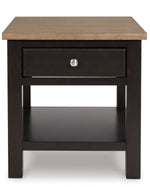 Signature Design by Ashley Bolanburg End Table for Living Room, Two-Tone Distressed Wood Side Table with Smooth-Gliding Drawer, Farmhouse Plank-Style Top, Ideal Night Stand Use, Antique White/Oak