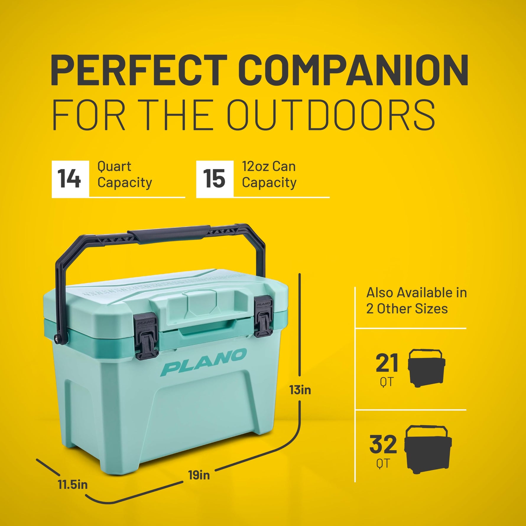 Plano Frost Cooler, 14-Quart Hard Cooler, Seafoam, Insulated Ice Chest for Camping and Fishing, Dual-Stage Molded Latches, Airtight Dri-Loc Seal, Includes Removable Dry Basket