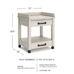 Signature Design by Ashley Baldridge Office Printer Stand, Storage, Electrical Outlets, USB Charing Ports, Wood, 21" W x 18" D x 24.63" H, Brown