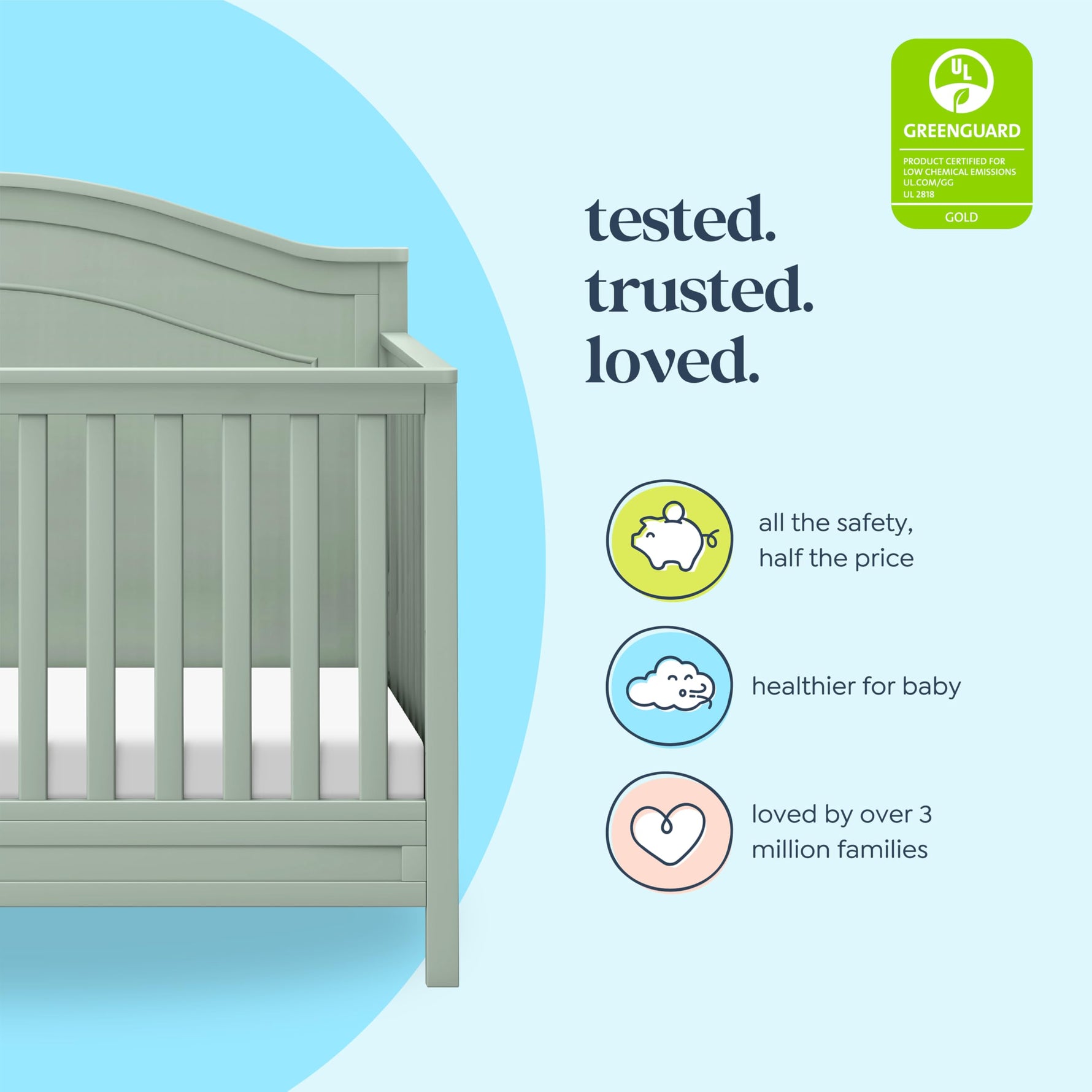 Davinci Charlie 4-in-1 Convertible Crib - GREENGUARD Gold Certified - Converts from Baby Crib to Toddler Bed, Daybed, and Full-Size Bed Effortlessly - 4 Adjustable Heights - Wooden White Baby Bed