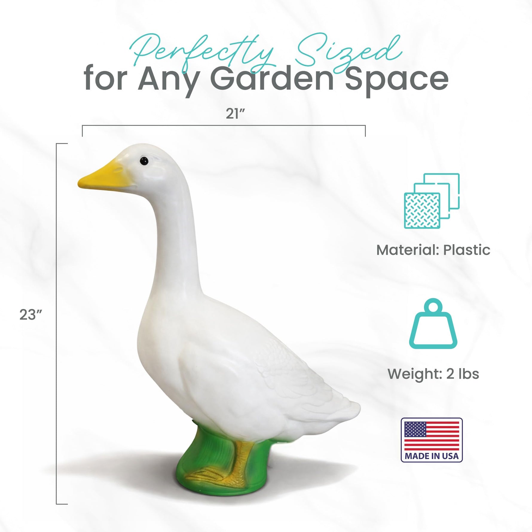 Union Products Goose Outdoor Lawn and Garden Statue, 23" Tall Animal Figurine for Patio, Balcony, or Front Porch Decor, White