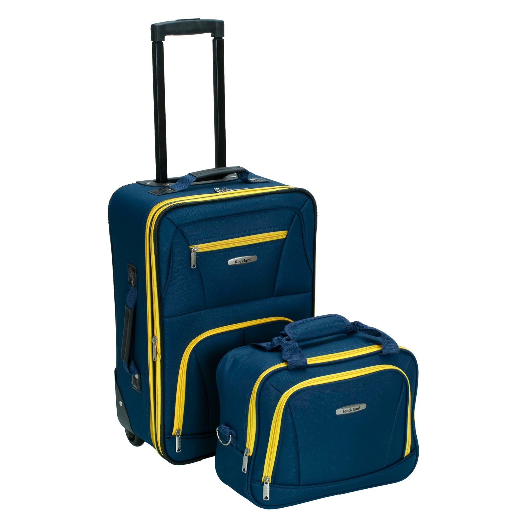 Rockland Fashion Softside 2 Piece Luggage Set, Expandable, (14" Tote/19" Upright), Purple