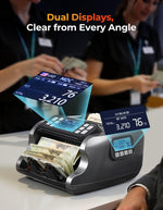 MUNBYN IMC22 Money Counter Machine Mixed Denomination, Dual-Display, CIS/UV/IR/MG Counterfeit Detection Bill Counter, USD, MXN, EUR, CAD Cash Counter for Business, Merchant, 2Y Protect (Black)