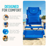 Ostrich the Deluxe 3N1 Lightweight Lawn Beach Reclining Lounge Chair with Footrest, Outdoor Furniture for Patio, Balcony, Backyard, or Porch, Blue