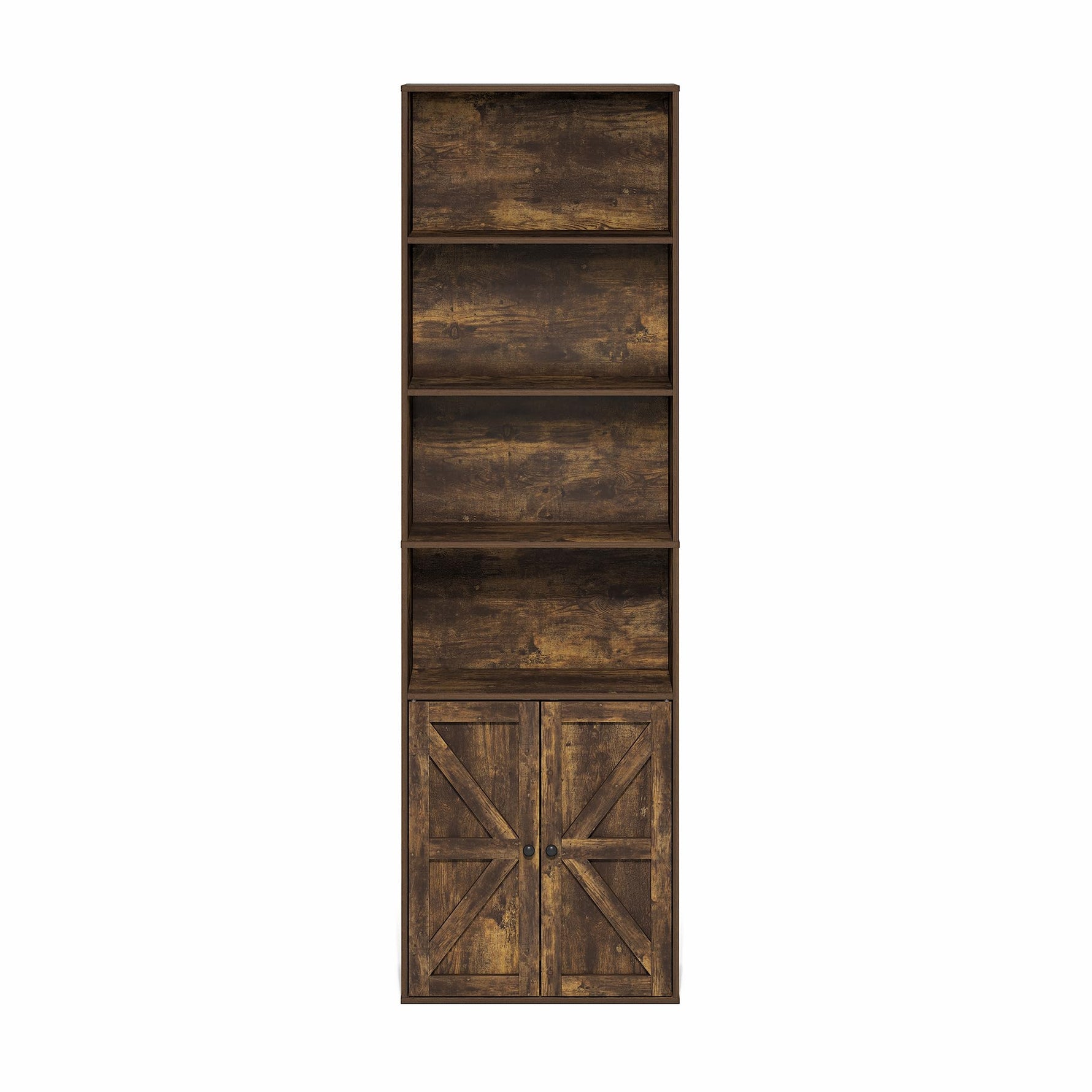 Furinno Jaya Book Shelf, 5-Tier Bookshelf, Bookcase with Adjustable Shelves, 9.5 x 24.5 x 71.2, for Organization and Storage, for Living Room, Bedroom, Home Office, Blackwood