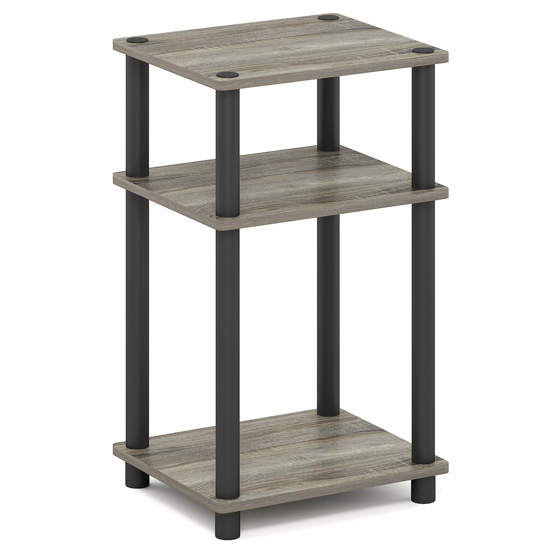 Furinno JUST Side Table, 3-Tier End Table, Open Shelves Night Stand, Bedside Table, Toolless Assembly, for Living Room, Bedroom, Bathroom, Columbia Walnut