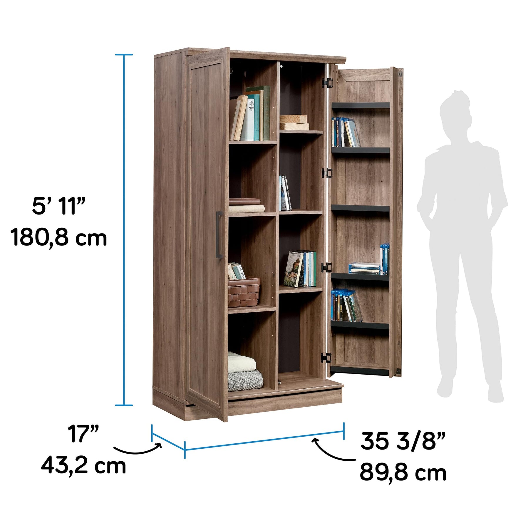 Sauder HomePlus Kitchen Storage Pantry Cabinet with Swing Door Storage and Adjustable Shelves, in Soft White finish