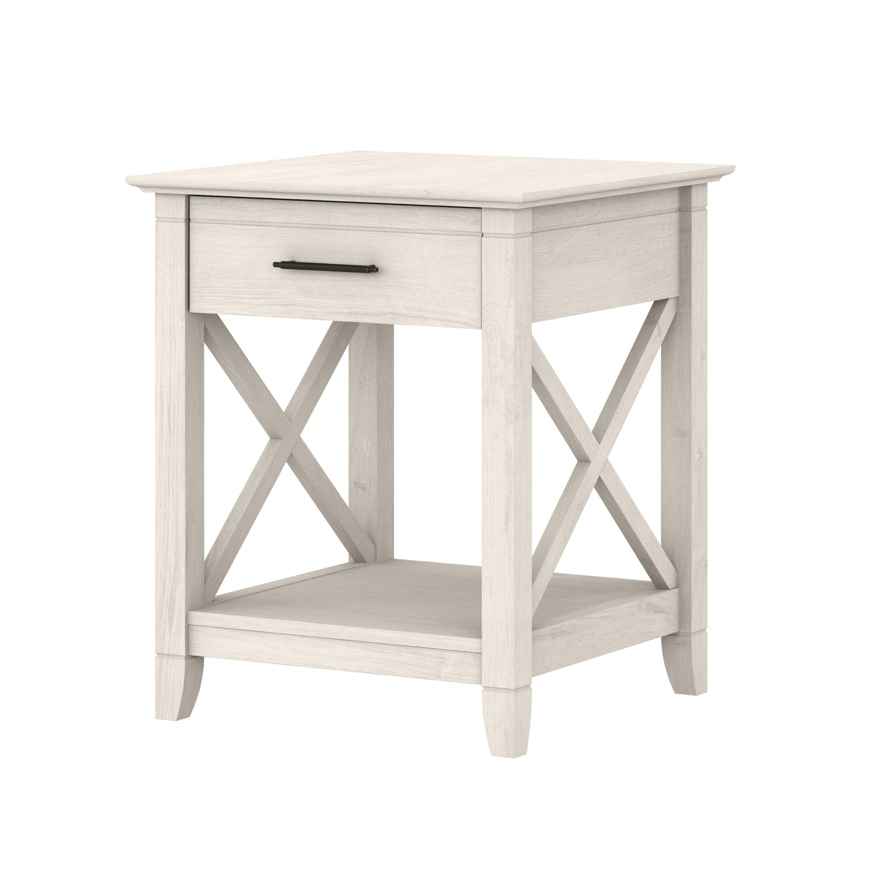 Bush Home End Table with Drawer, Nightstand with Storage, Living Room and Bedroom Furniture, Key West Collection, Washed Gray