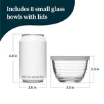 Libbey Small Glass Bowls, Glass Containers with Lids Set of 8 to Keep Leftovers Fresh, Meal Prepping and More, Dishwasher Safe Small Bowls for Dips