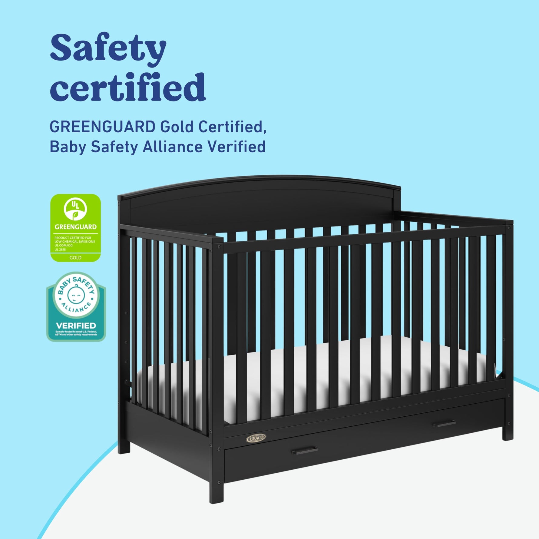 Graco Benton 5-in-1 Convertible Crib – GREENGUARD Gold Certified, Converts from Baby Crib to Toddler Bed, Daybed and Full-Size Bed, Fits Standard Full-Size Crib Mattress (White)
