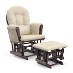 Storkcraft Premium Hoop Glider & Ottoman (Espresso with Beige) — GREENGUARD Gold Certified, Solid Wood Craftsmanship, Convenient Storage Pockets, Glider Rocking Chair for Nursery, Multi-Award-Winning