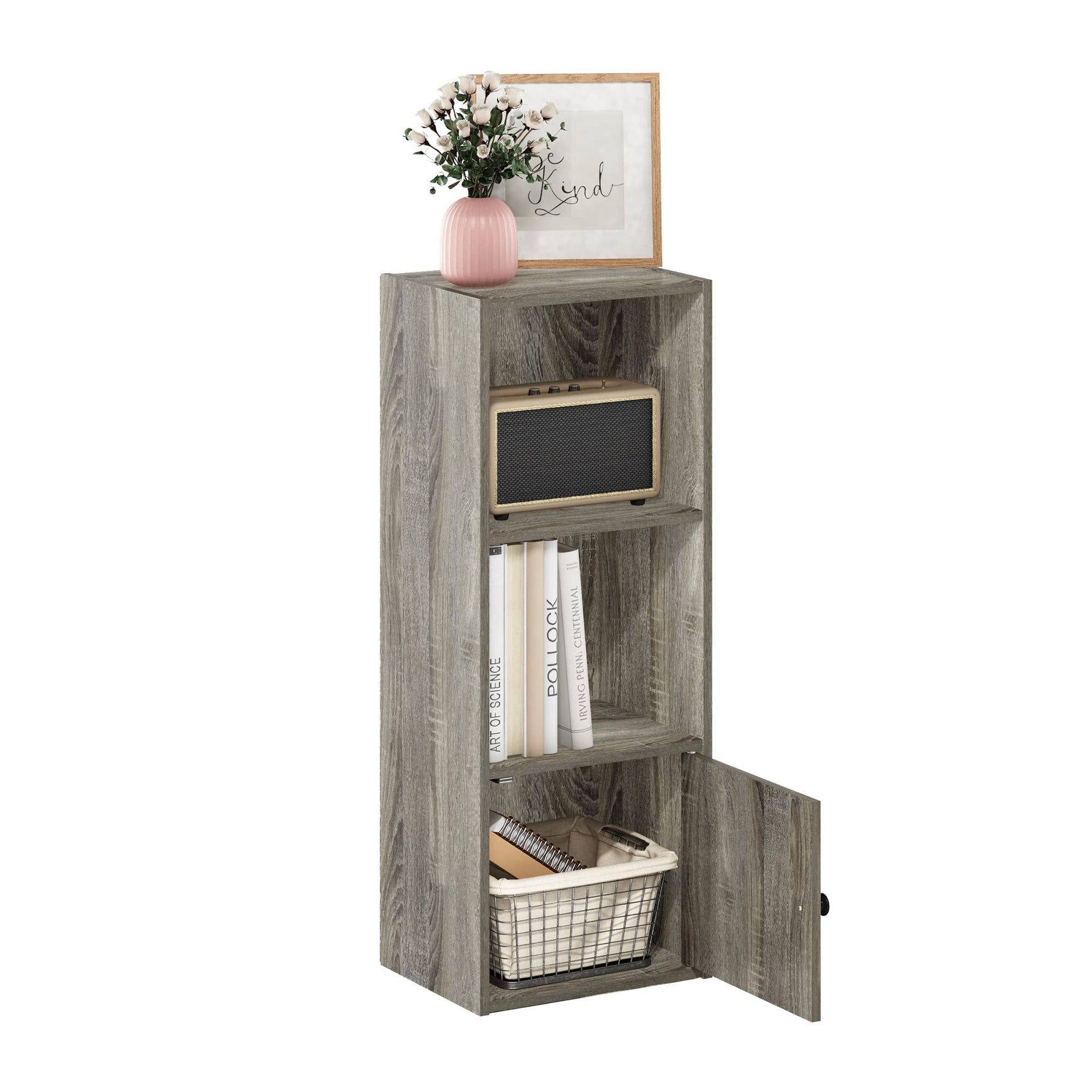 Furinno LUDER Book Shelf, 5-Cube Bookshelf, Reversible Bookcase, 9.4 x 19.5 x 31.5, Easy Assembly, for Living Room, Bedroom, Home Office, White