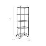 UltraDurable 5-Tier NSF Steel Wire Shelving, 48"W x 24"D x 76"H, Black | Heavy-duty commercial-grade solid steel wire storage rack featuring 800 pounds per shelf weight capacity