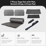BalanceFrom 7-Piece Yoga Set with 71x24x0.5 Inches Extra Thick Mat and Carrying Sling – Includes 2 Blocks, Stretch Strap, 2 Towels, and Knee Pad for Home, Studio, and Gym Workouts