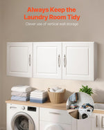 VEVOR Laundry Room Wall Cabinet, 2-Tier Wall Mounted Hanging Cabinet with Adjustable Shelf, Cupboard Storage with 2 Doors, for Kitchen, Bathroom, Laundry, 11.8 x 23.6 x 23.6 in (D x W x H), White