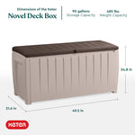 Keter Novel Plastic Deck Storage Container Box Outdoor Patio Furniture 90 Gal, Brown