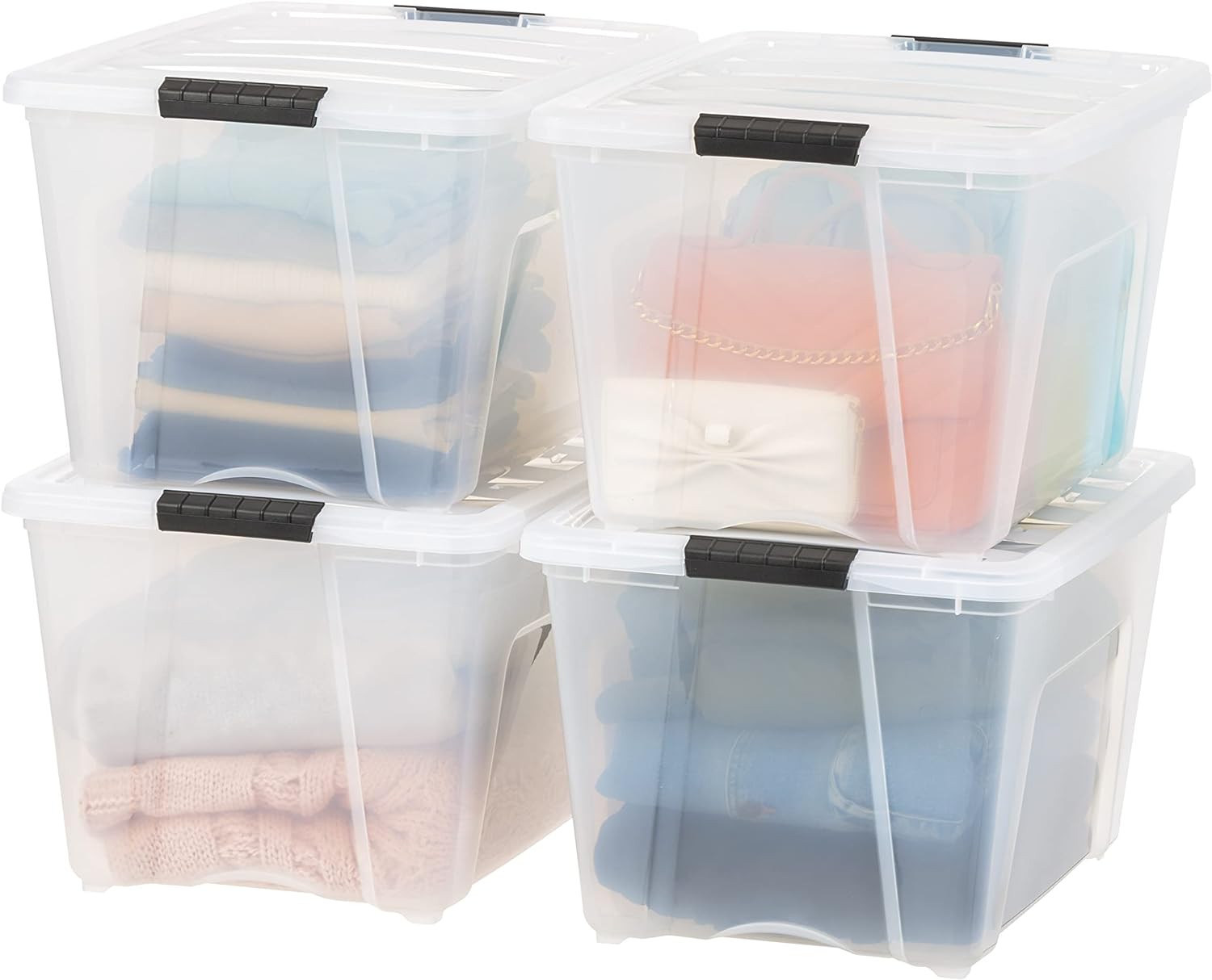 IRIS USA 6-Pack 6 Quart Storage Bins with Lids | Transparent design makes contents easy to find. Ideal for shoes, photos, documents, and small essentials. Nestable design
