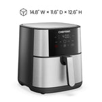Chefman Air Fryer 8 Qt | TurboFry® 4-in-1 with 450°F Hi-Fry Option for Crispier Results | Bake, Dehydrate, Frozen | XL Nonstick Dishwasher-Safe Basket | Stainless Steel