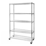 UltraDurable 5-Tier NSF Steel Wire Shelving, 48"W x 24"D x 76"H, Black | Heavy-duty commercial-grade solid steel wire storage rack featuring 800 pounds per shelf weight capacity