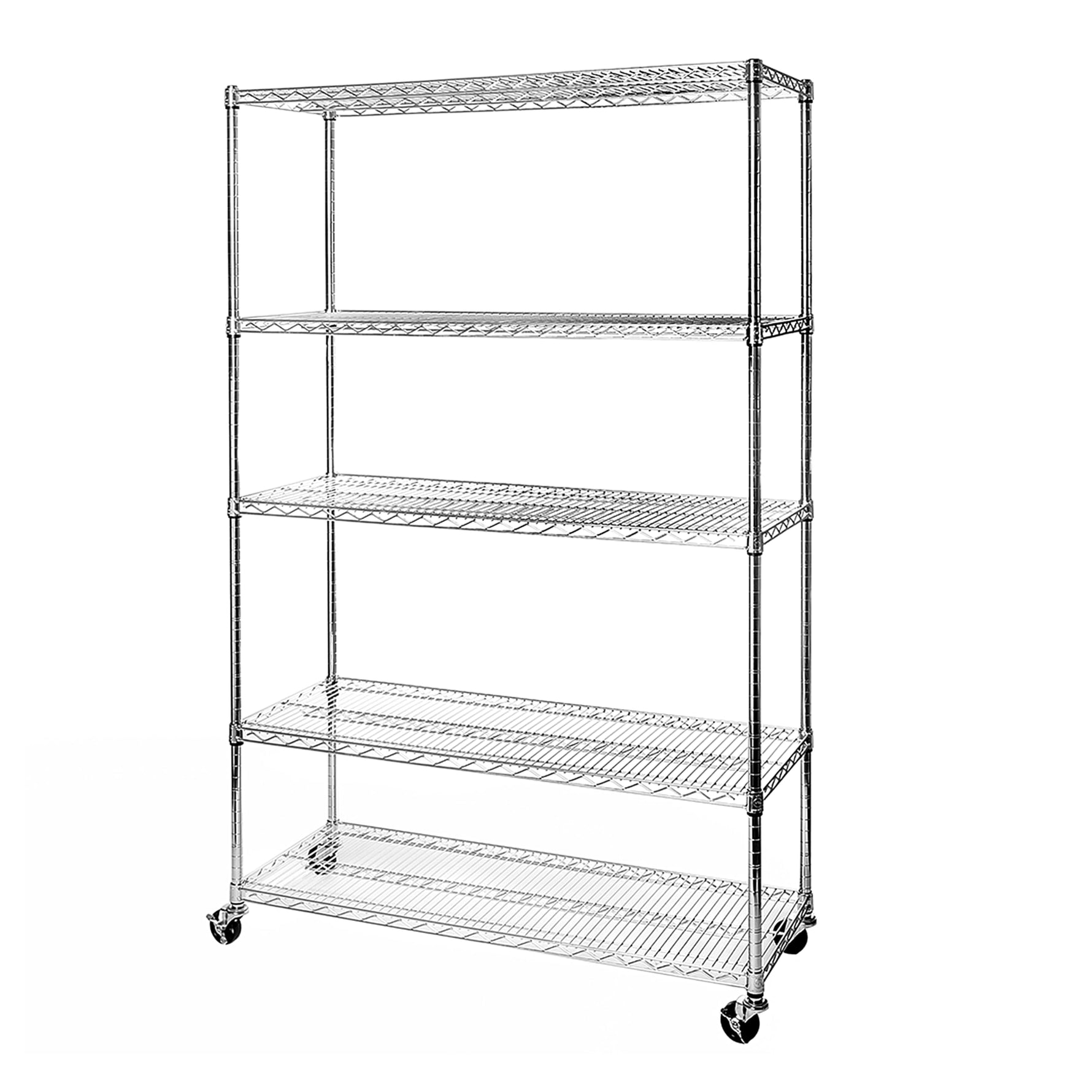 UltraDurable 5-Tier NSF Steel Wire Shelving, 48"W x 24"D x 76"H, Black | Heavy-duty commercial-grade solid steel wire storage rack featuring 800 pounds per shelf weight capacity