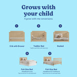 Graco Hadley 5-in-1 Convertible Crib with Drawer – GREENGUARD Gold Certified, Fits Standard Crib Mattress, Converts to Toddler Bed, Daybed and Full Bed, 4 Adjustable Mattress Heights (White)