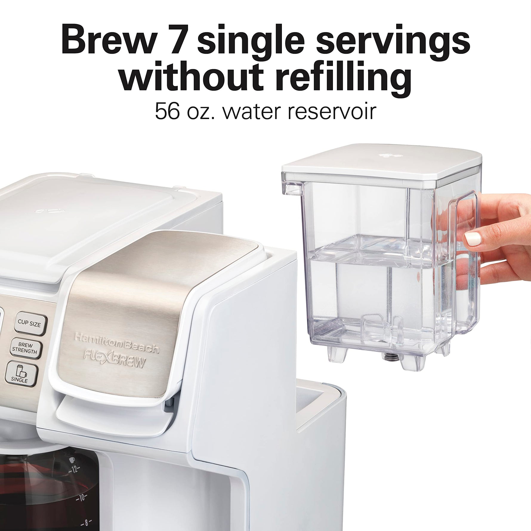 Hamilton Beach FlexBrew Trio 2-Way Coffee Maker, Compatible with K-Cup Pods or Grounds, Combo, Single Serve & Full 12 Cup Coffee Pot, White, Fast Brewing, Removeable Reservoir