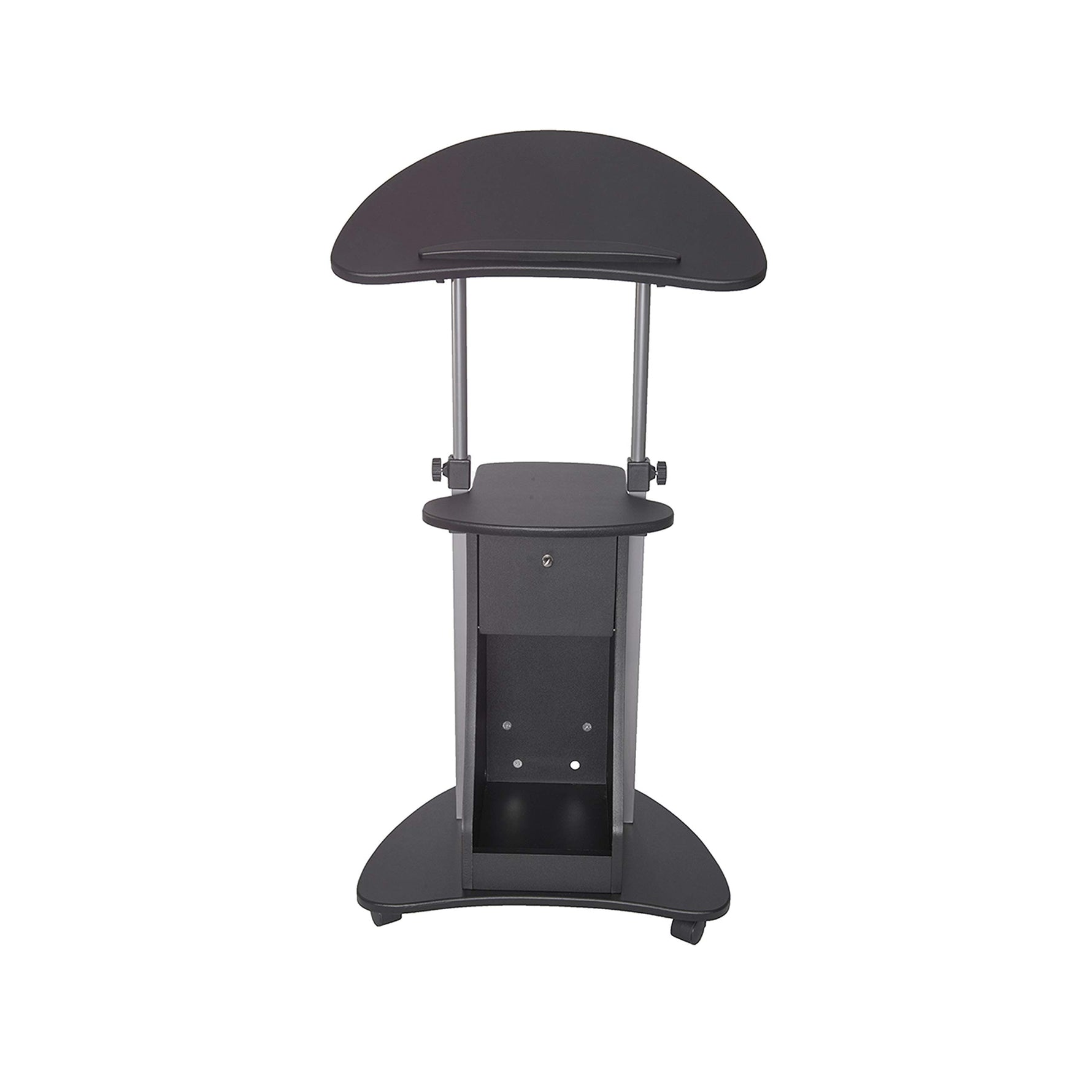 Techni Mobili Sit-to-Stand Rolling Adjustable Height Laptop Cart with Storage, Graphite, 22 x 16 x 46