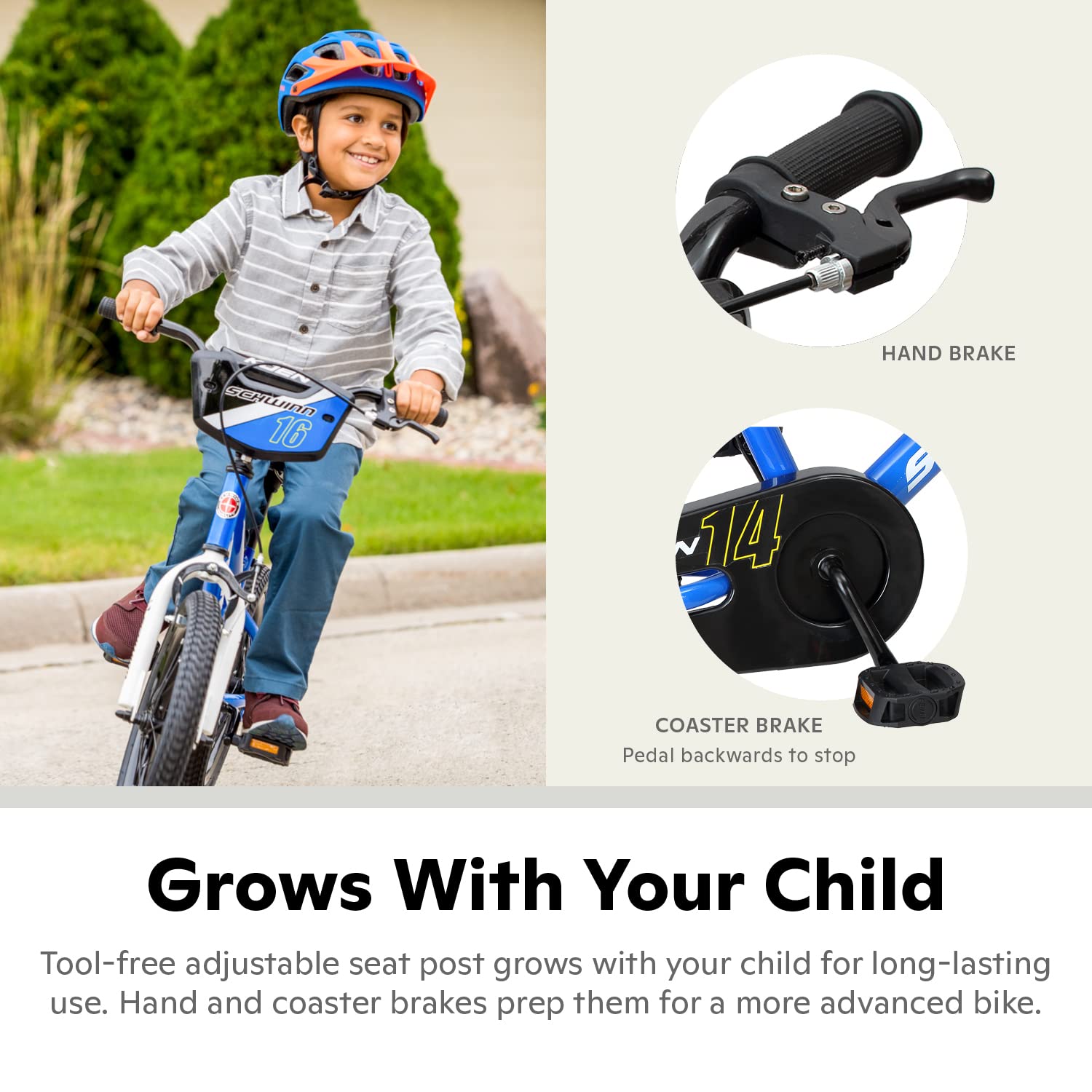 Schwinn Koen Bike, 16 Inch Bike for Kids Ages 3-7, SmartStart Ergonomic Design for Kids, Adjustable Seat Grows with your Child, Rear Coaster Brake and Front Caliper Brake, Training Bicycle