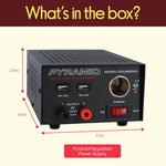 Universal Compact Bench Power Supply - 7 Amp Regulated Home Lab Benchtop AC-Dc Converter Power Supply for CB Radio, HAM W/ 13.8 Volt Dc 120V AC Supply, Dual USB, Cigarette Lighter - Pyramid PSU990KX