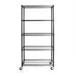 UltraDurable 5-Tier NSF Steel Wire Shelving, 48"W x 24"D x 76"H, Black | Heavy-duty commercial-grade solid steel wire storage rack featuring 800 pounds per shelf weight capacity