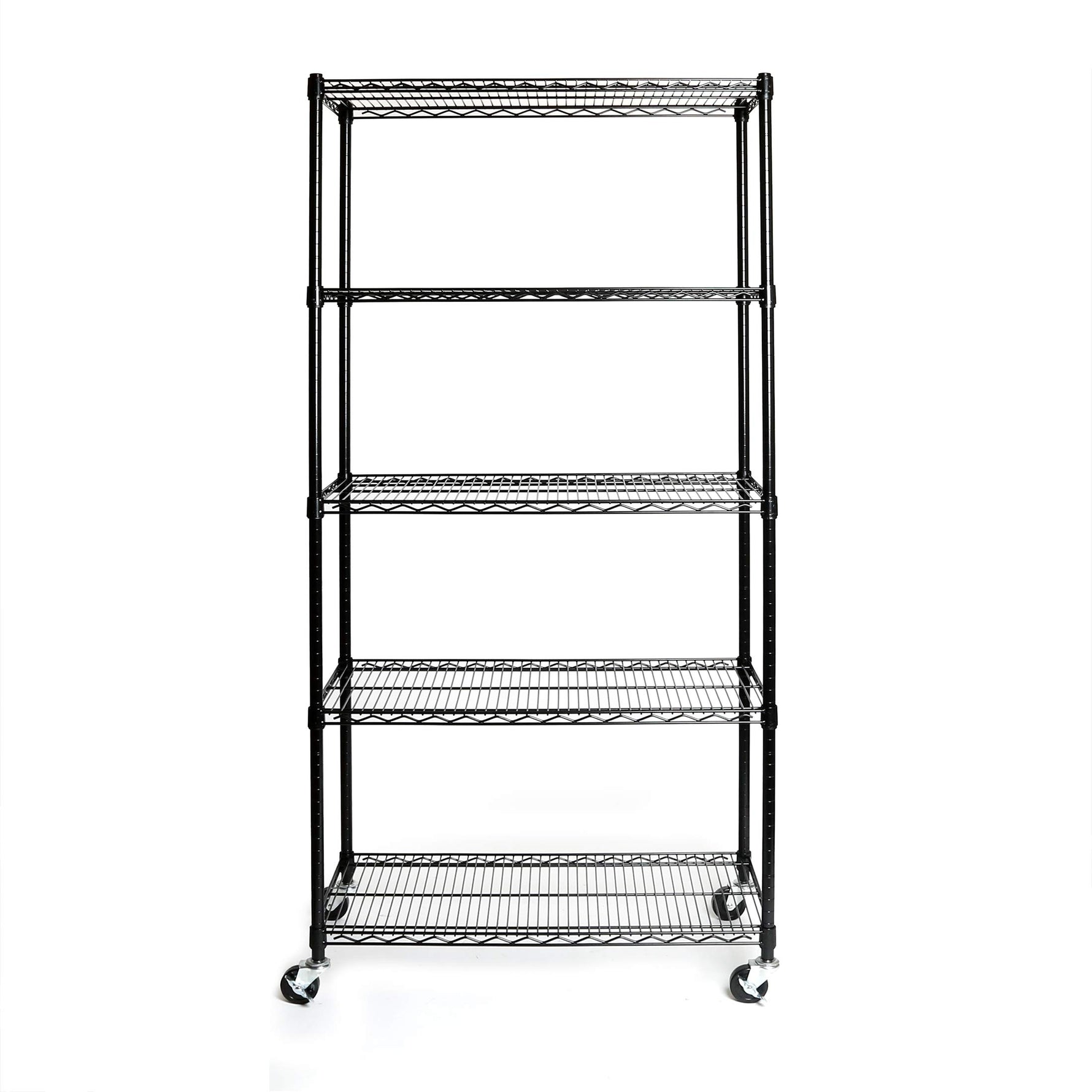 UltraDurable 5-Tier NSF Steel Wire Shelving, 48"W x 24"D x 76"H, Black | Heavy-duty commercial-grade solid steel wire storage rack featuring 800 pounds per shelf weight capacity