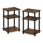 Furinno JUST Side Table, 3-Tier End Table, Open Shelves Night Stand, Bedside Table, Toolless Assembly, for Living Room, Bedroom, Bathroom, Columbia Walnut