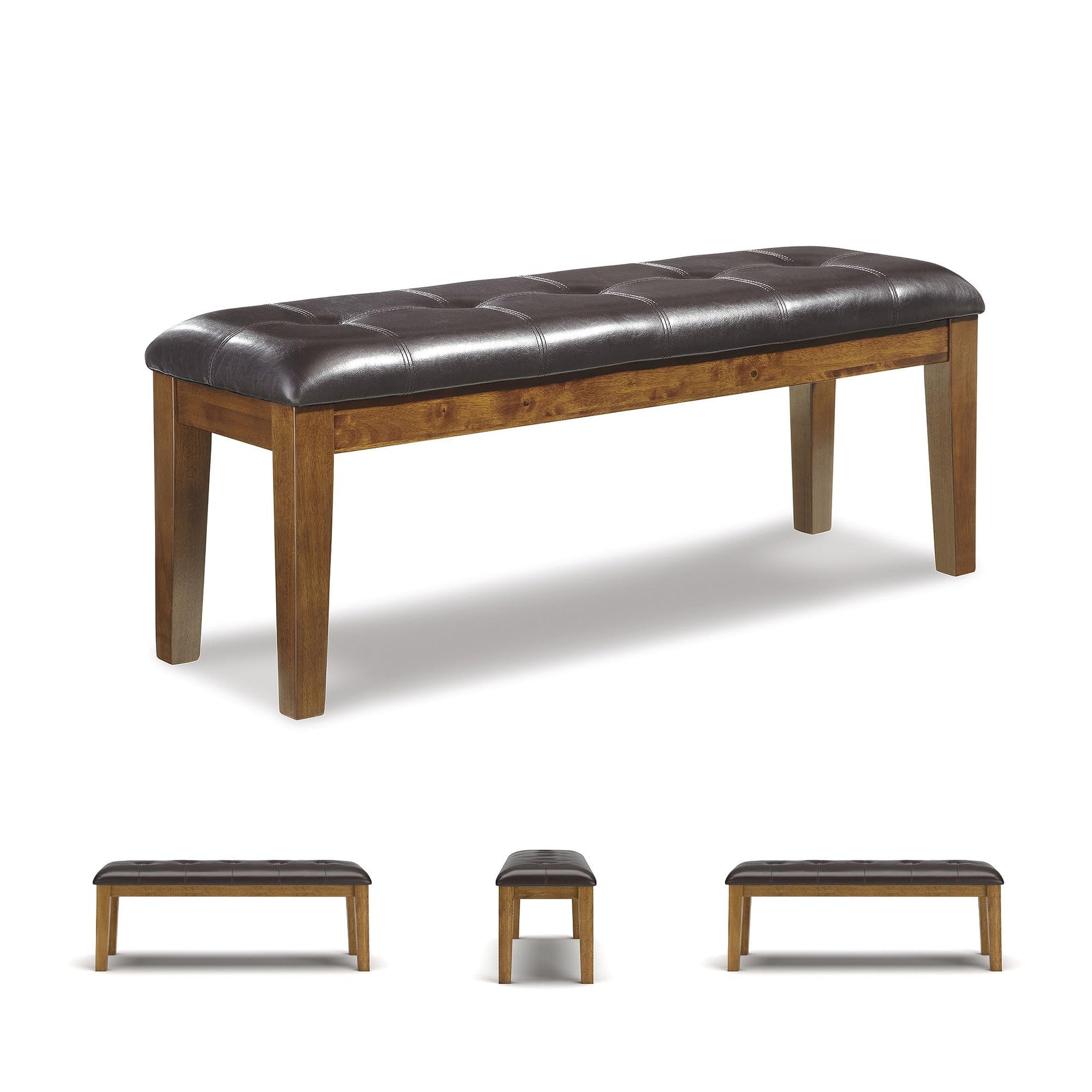 Signature Design by Ashley Ralene Tufted Upholstered Dining Room Bench, Medium Brown