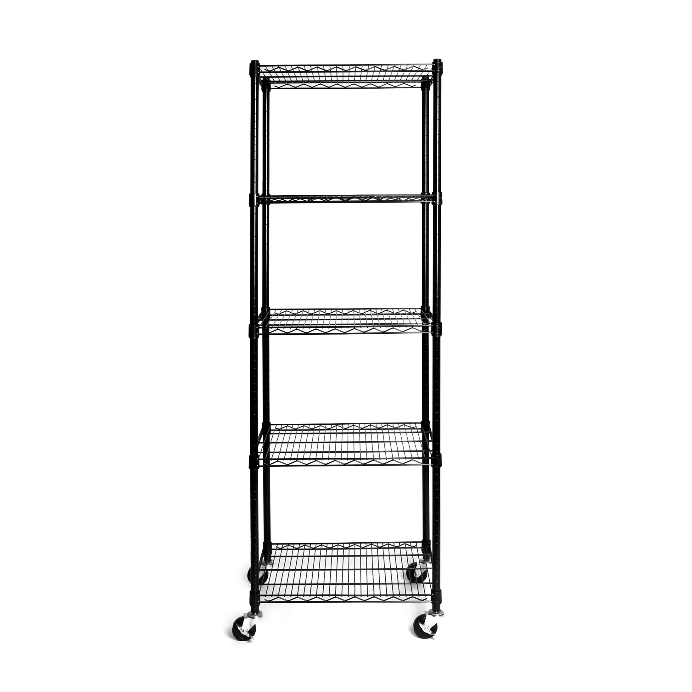Seville Classics UltraDurable Heavy Duty NSF Solid Steel Wire Rack Storage Unit, Organizer for Garage, Warehouse, Office, Restaurant, Classroom, Kitchen, Black, 5-Tier Shelving, 24" W x 18" D